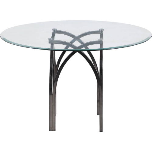 Juliette 48" Round Dining Table in Graphite Steel & Clear Glass